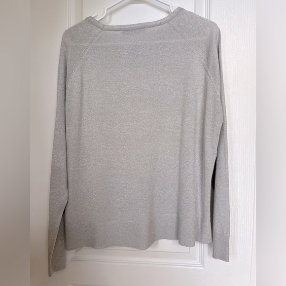 Zara top round neckline-long sleeve-grey with metallic fibers-new, never worn - Picture 4 of 11